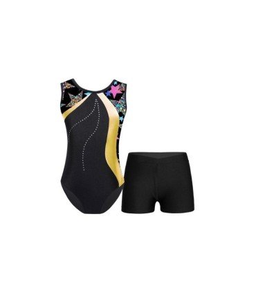 HEGHERFEL - SLEEVELESS BODYSUIT/JERSEY AND SHORTS IN METALLIC