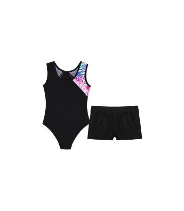 HEGHERFEL - SLEEVELESS BODYSUIT/JERSEY AND SHORTS IN METALLIC